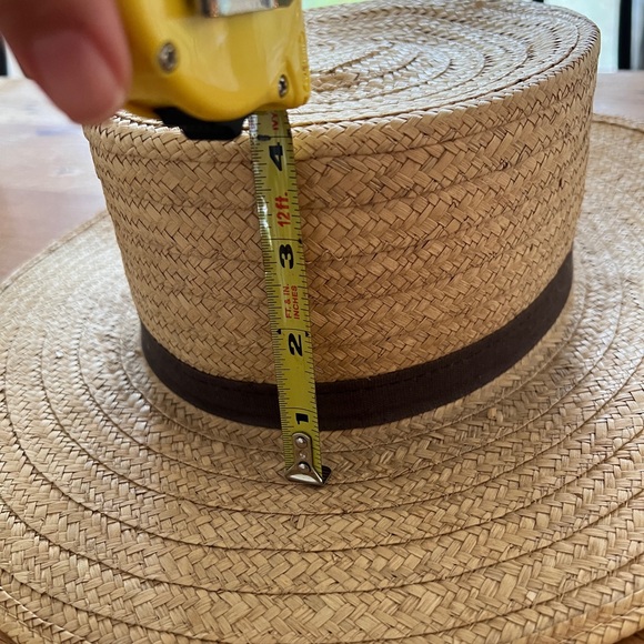 VINTAGE Tan Straw Garden Hat with Brown Band, Size 7 1/4 - Picture 2 of 7